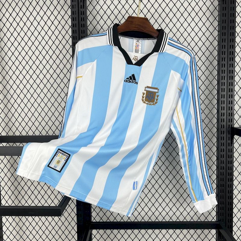 Argentine Maillot Manches Longues Domicile Rétro 1998