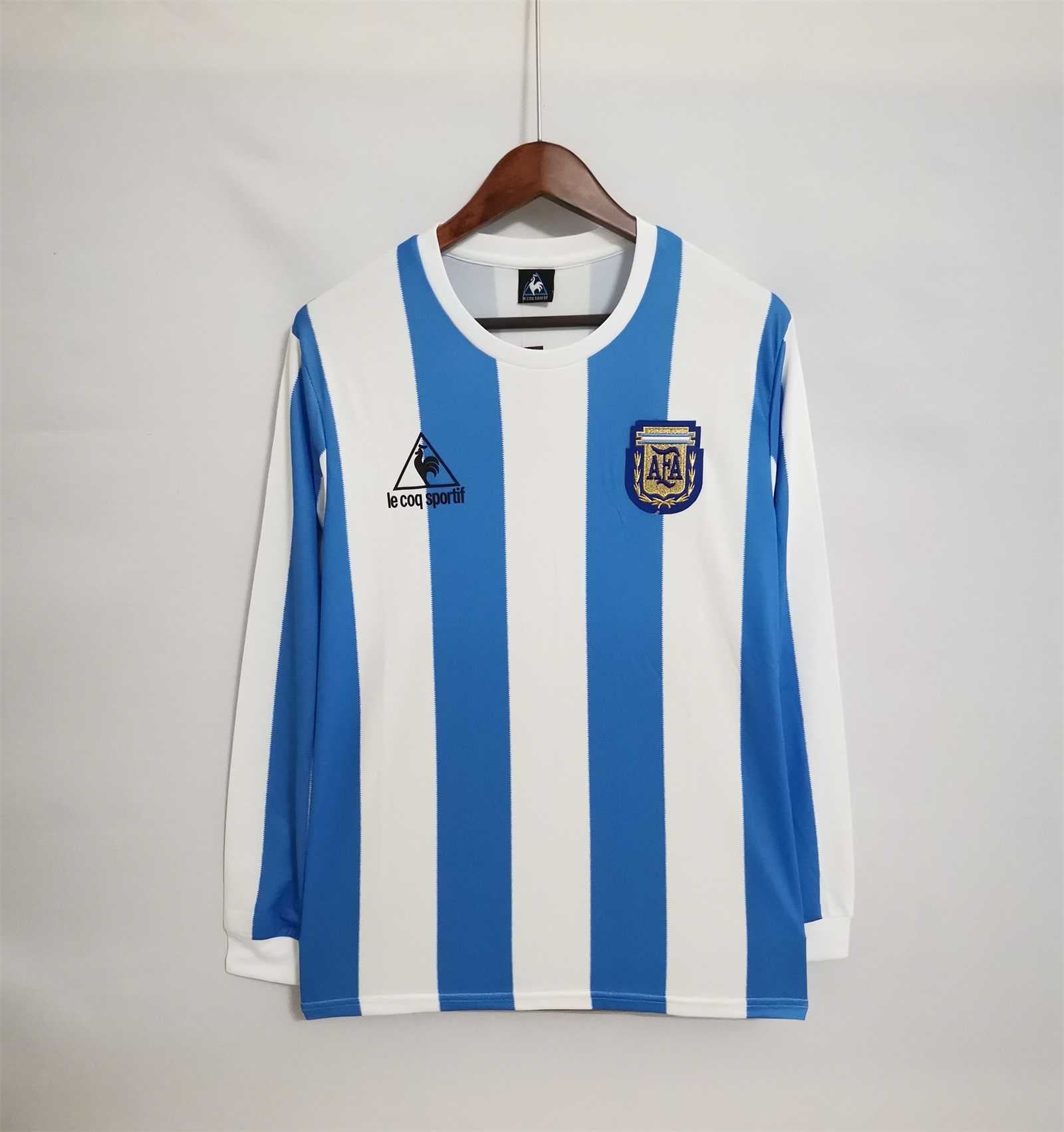Argentine Maillot Manches Longues Domicile Rétro 1986