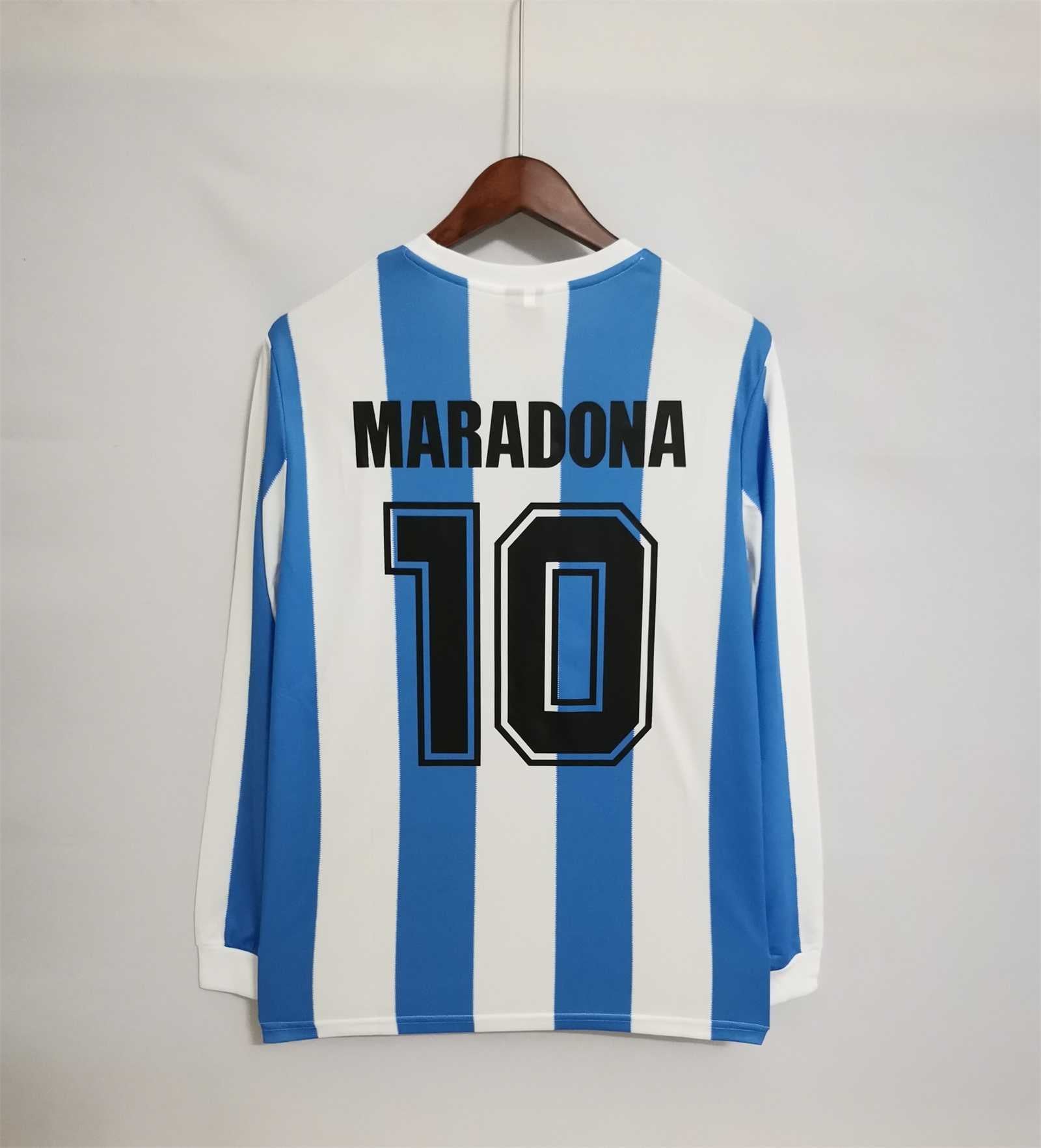 Argentine Maillot Manches Longues Domicile Rétro 1986