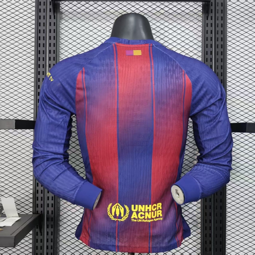 Barcelone Maillot Manches Longues Domicile 25/26 – Version Player