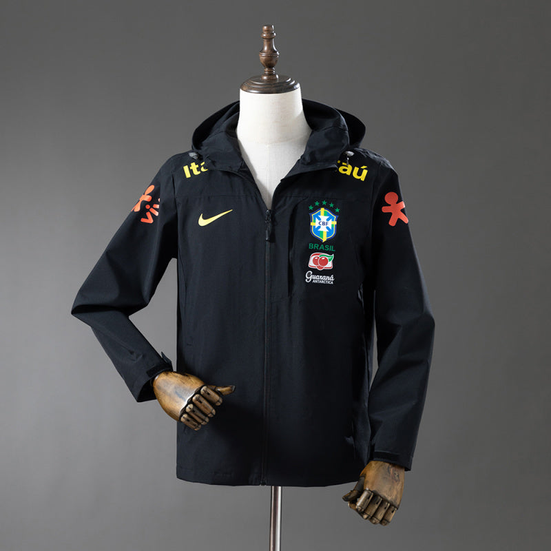 Brésil Veste Coupe-Vent Réversible – Noire – vue avant