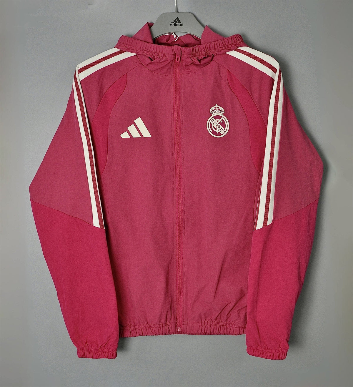 Real Madrid Veste Coupe-Vent – Rouge à capuche – vue avant