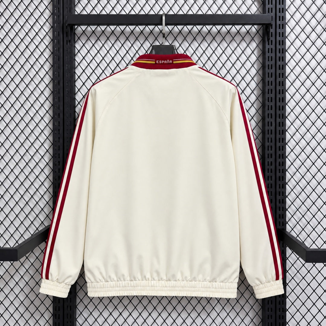 Espagne Veste Coupe-Vent – Écru et bordeaux – Col polo – vue arrière
