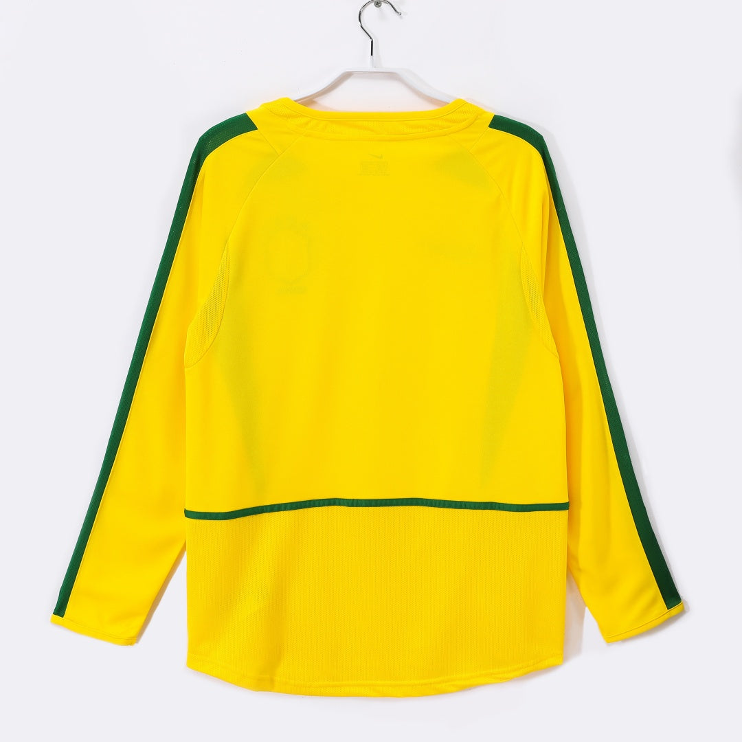 Brésil Maillot Manches Longues Domicile Rétro 2002