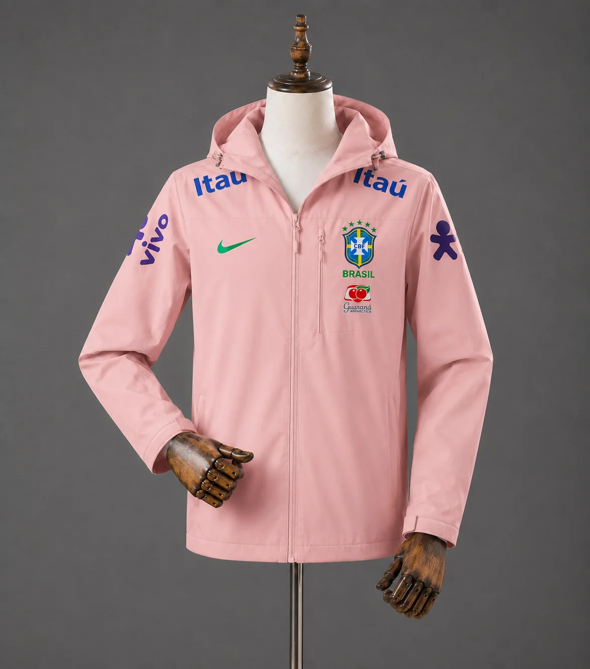 Brésil Veste Coupe-Vent Réversible – Rose – vue avant
