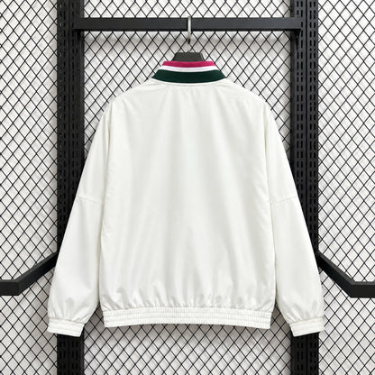 Real Madrid Veste Coupe-Vent – Blanche – Motifs géométriques – vue arrière