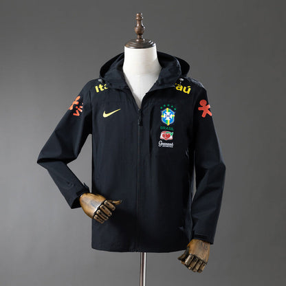 Brésil Veste Coupe-Vent Réversible – Noire – vue avant