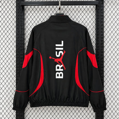 Brésil Veste Coupe-Vent – Noire et rouge – Jordan – vue arrière