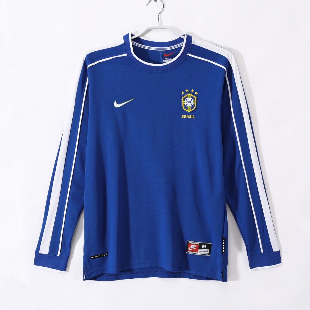 Brésil Maillot Manches Longues Extérieur Rétro 1998