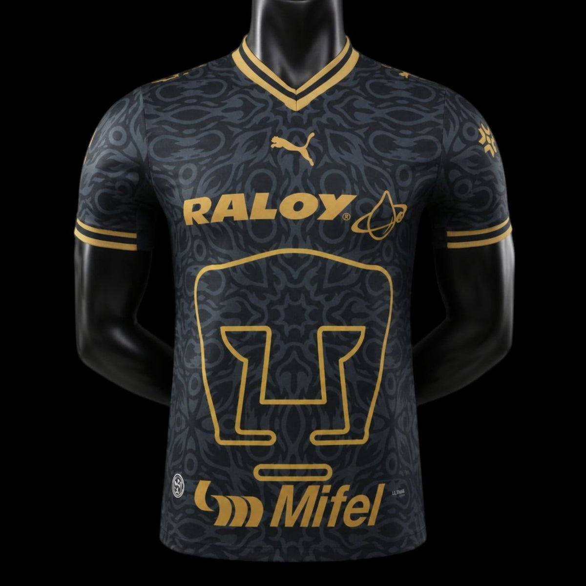 Pumas UNAM Maillot Extérieur 26/27 – Version Player – Noir et or – vue avant
