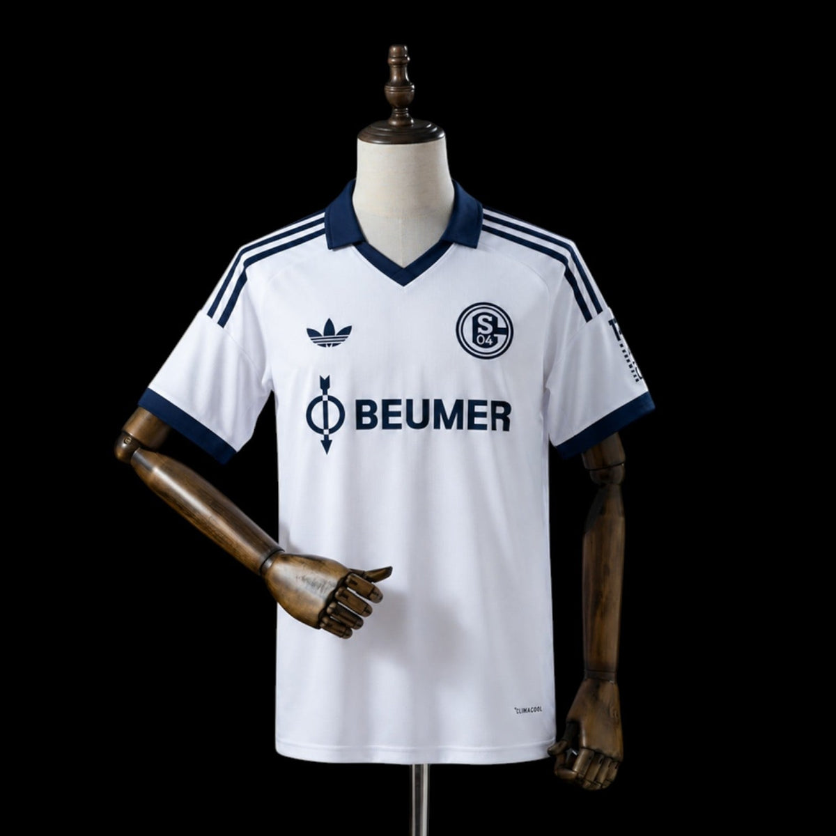 Schalke 04 Maillot Extérieur 26/27 – Blanc et bleu marine – face