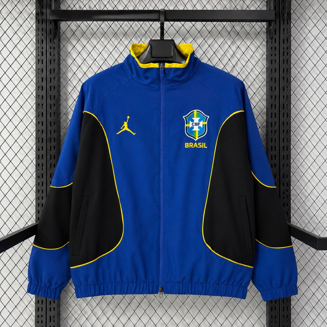 Brésil Veste Coupe-Vent – Bleue et noire – Jordan – vue avant